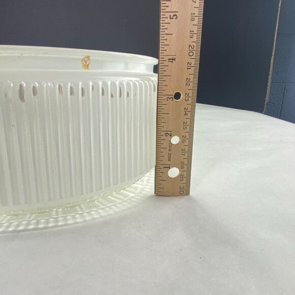 Vintage Ribbed Glass Drum Shade White Clear 7.5 inch Fitter - Picture 10 of 10